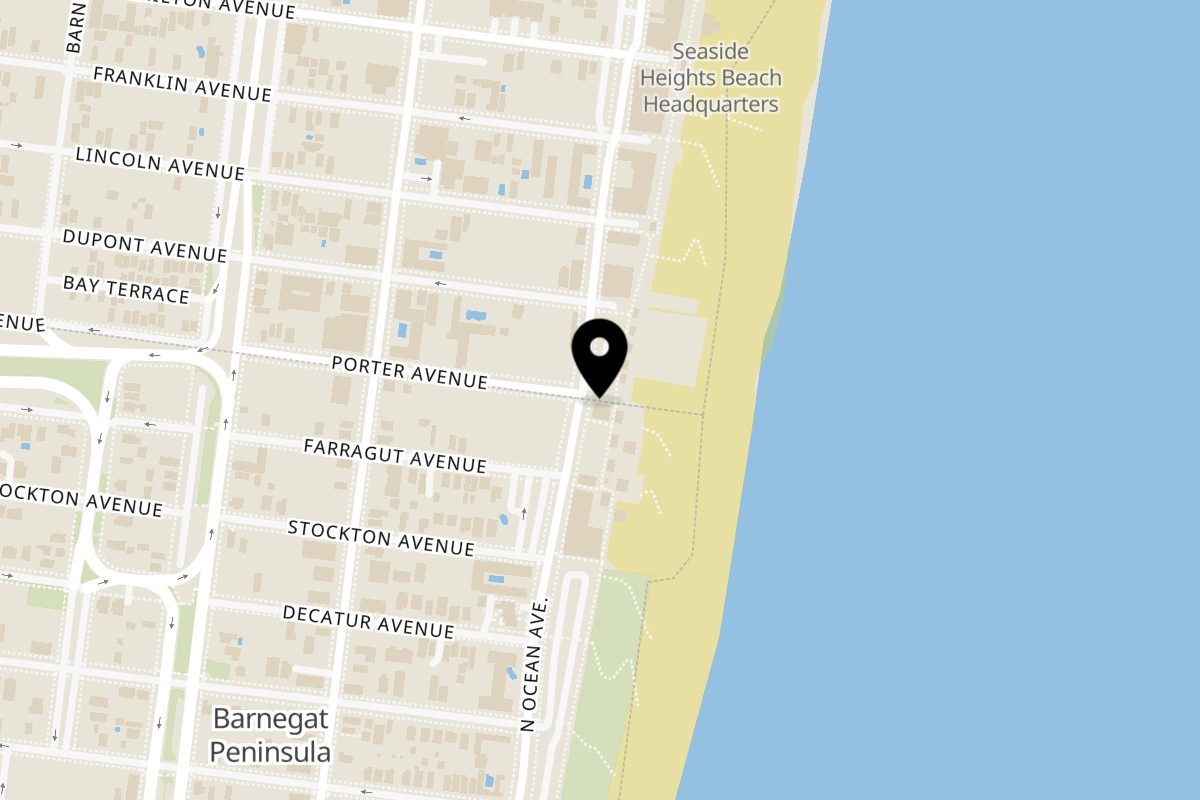 Map showing the location of Beach Tacos Beach Tacos Seaside Park on 1904 N. Ocean Ave in Seaside Park